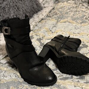 Life Stride Black Ankle Boots with Strap Accent